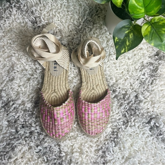 Manebi Raffia Stripes Flat Valenciana Espadrilles Yucatán Pink and Green - Picture 5 of 13